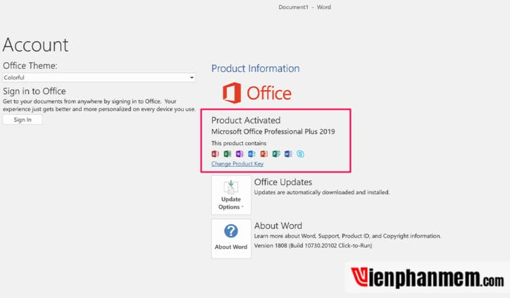 Office 2019 active full tính năng