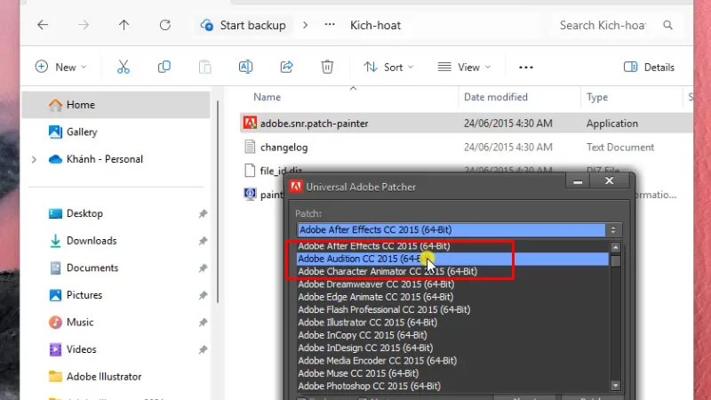 Chọn phần mềm Adobe Audition CC 2015 (64-bit)