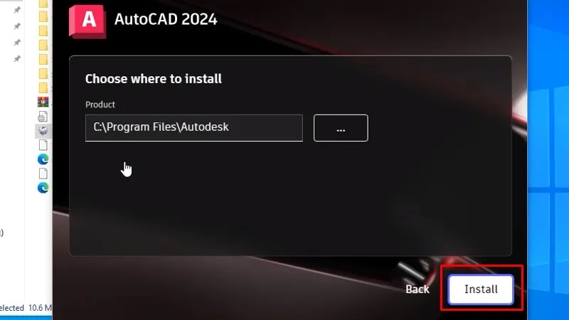 Bấm Install
