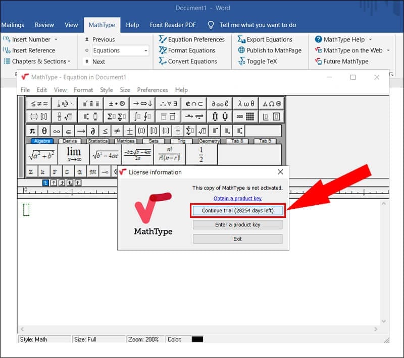 Khi xuất hiện bảng thông báo License informatioon sẽ có mục Continue trial (28025 day left) có nghĩa là khoảng 77 năm sử dụng. Bạn click vào mục đó chọn để hoàn thành quá trình crack.