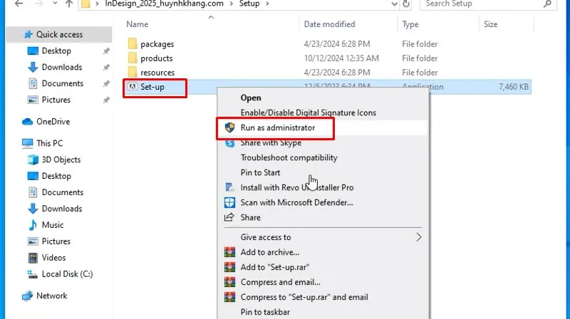 Chạy file Set-up bằng Admin