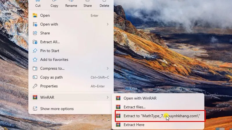 Giải nén phần mềm Mathtype