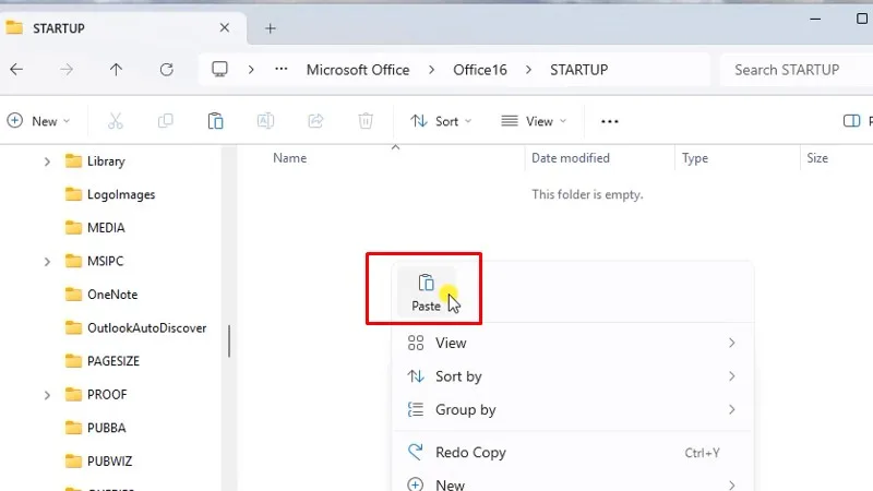 Vào: C > Program Files > Microsoft Office > Office 16 > STARUP
