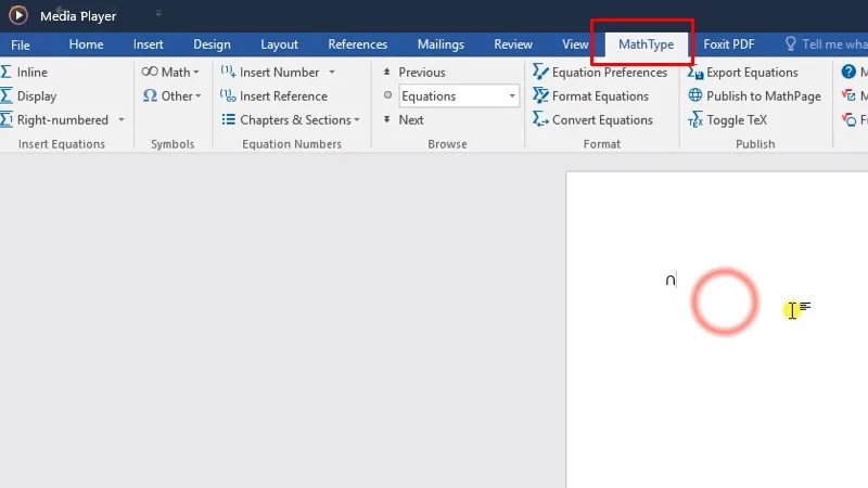 Đã cài đặt và Add MathType vào wold