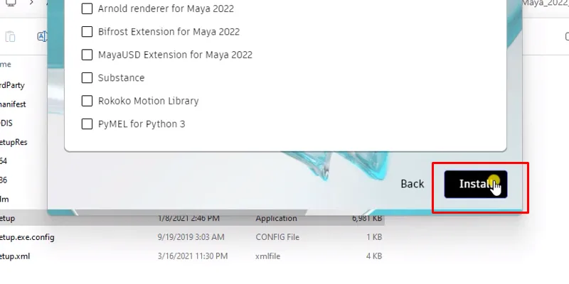 bấm Install