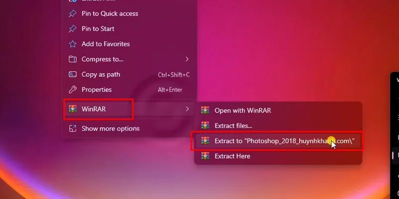 giải nén phần mềm Adobe Photoshop 2018