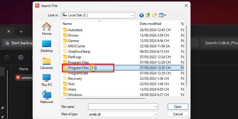 vào Thư mục Program Files (86)