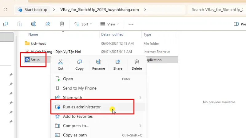 Chạy file cài đặt bằng Admin