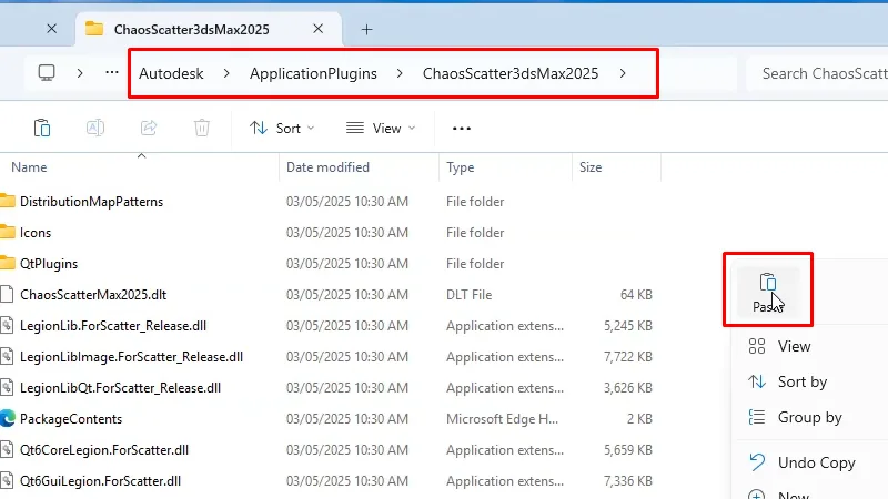 C>ProgramData>Autodesk>ApplicationPlugins>ChaosScatter3dsMax2025