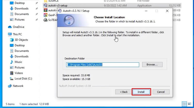 Bấm Install