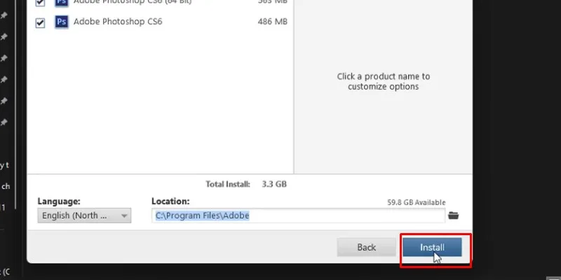 Chọn Install (bắt đầu cài đặt)