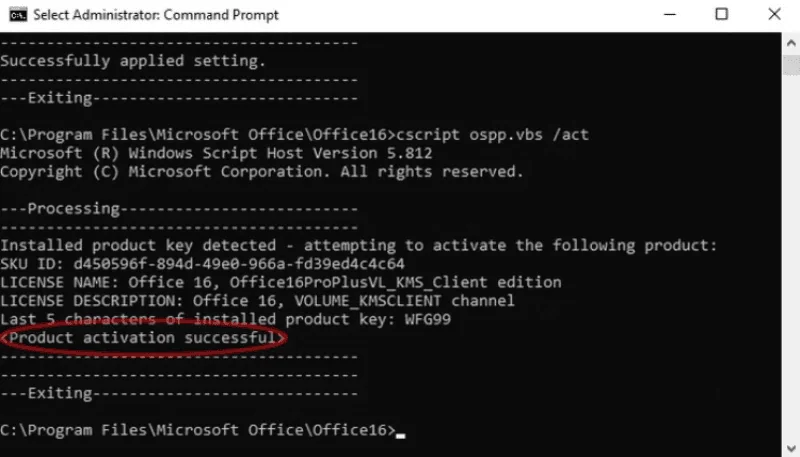 Cách Active Office 365 Product Key bằng Command Prompt