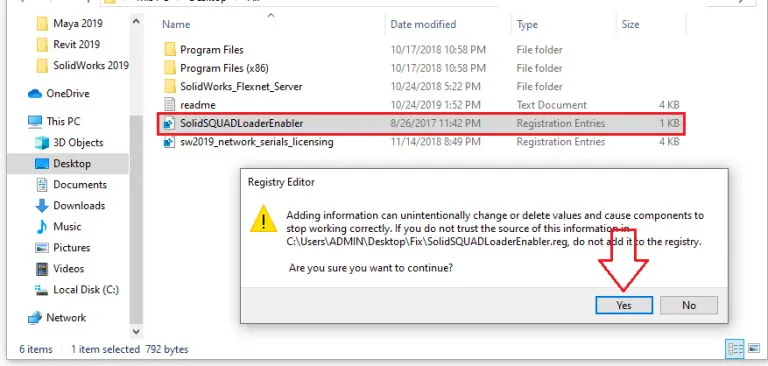 Chạy file SolidSQUAD Loader  Enabler.reg