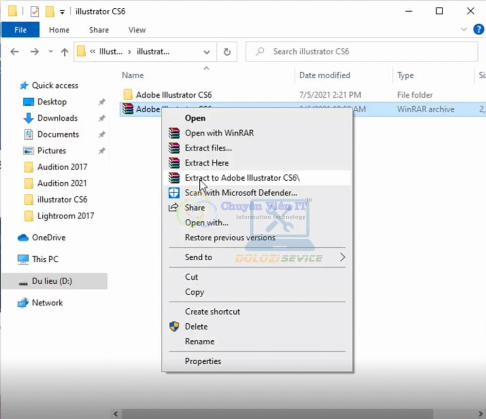 Giải nén phần mềm AI CS6