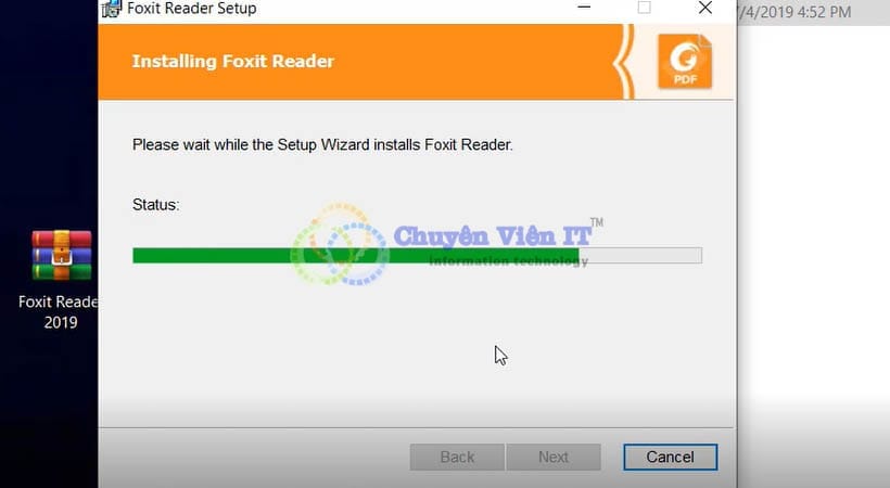 Chờ chạy file cài đặt Foxit Reader 2019